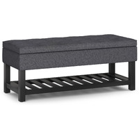 Cosmopolitan 44 inch Wide Transitional Rectangle Storage Ottoman Bench with Open Bottom in Slate Grey Linen Look Fabric