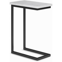 Skyler Industrial 18 inch Wide Metal C Side Table with Marble Top in White, Fully Assembled