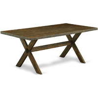 East West Furniture X777SI737-9 9-Pc Kitchen Dining Set- 8 Dining Chair with Limelight Linen Fabric Seat and Button Tufted Chair Back - Rectangular Table Top & Wooden Cross Legs - Distressed Jacobean Finish