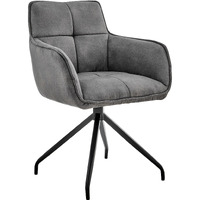 Noah Dining Room Accent Chair in Charcoal Fabric and Brushed Stainless Steel Finish