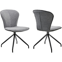 Petrie Dining Room Accent Chair in Grey Fabric and Black Finish - Set of 2