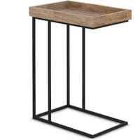 Gallagher SOLID MANGO WOOD and Metal 18 inch Wide Rectangle Industrial C Side Table in Natural, Fully Assembled