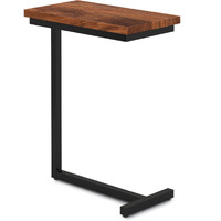 Gowen SOLID MANGO WOOD and Metal 18 inch Wide Rectangle Industrial C Side Table in Dark Cognac Brown, Fully Assembled