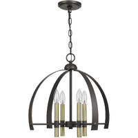 Metal Chandelier with 4 Candelabra Holders, Black and Gold