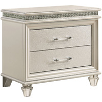 2 Drawer Nightstand with Acrylic Feet and Crystal Accents, Silver