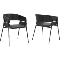 18.5 Inches Round Back Leatherette Dining Chair, Set of 2, Black