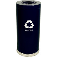 15RTBK-1H-VV Ergode Emoti-can | Sleek Single Stream Recycling Container with Stainless Steel Bottom Band, Lift-Off Lid, and Customizable Decals