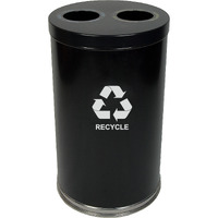 18RTBK-2H-VV Ergode Emoti-can | Dual Opening Recycling Container with Lift-Off Lid, Stainless Steel Bottom Band, 2 Half-Moon Liners, and Decals
