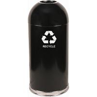 415DTBK-R-VV Ergode Dometop Recycling Container - Open Top, Touchless Disposal, Stainless Steel Bottom Band, Durable Steel Shell, Galvanized Liner, Recycle Decal