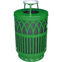 COV40P-AT-GN-VV Ergode Covington Can - Modern Laser Cut Style, Durable Galvanneal Steel, Lift-Off Lid, Suitable for Various Environments
