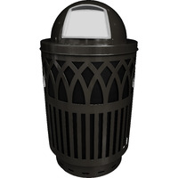 COV40P-DT-BK-VV Ergode Covington Can - Sleek Laser Cut Design, Durable Galvanneal Steel, Ideal for Streets, Malls, Parks, and Offices
