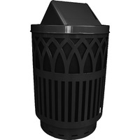 COV40P-SWT-BK-VV Ergode Covington Can - Sleek Laser Cut Design, Heavy Gauge Galvanneal Steel, Durable Powder Coat Finish, Ideal for Streets, Malls, Parks, and Offices