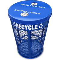 EXP-52NPBL-FTR-VV Ergode Expanded Metal Recycling Container - Durable Steel Construction, Easy Decal Placement, Single Stream Recycling, Sturdy Design