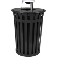 Ergode M3601-AT-BK-VV Trash Receptacle with Ash Top | Sturdy Steel Construction | Graffiti Resistant | Powder Coat Finish | Complete Kit Included