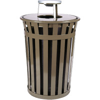 Durable M3601-AT-BN-VV Ergode Trash Receptacle with Ash Top - Outdoor Waste Disposal Solution with Steel Construction and Powder Finish