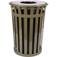 Durable Outdoor Trash Receptacle | Flat Top Lid | Steel Construction | Graffiti-Resistant | Free Accessories | Ergode M3601-FT-BN-VV