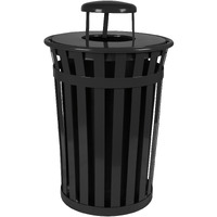 Ergode M3601-RC-BK-VV Outdoor Trash Receptacle | Durable Steel Construction | Graffiti-Resistant | TGIC Powder Coated | Rain Cap Lid | Black Liner | Stainless Steel Feet | Anchor Kit Included