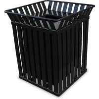 Durable Square Outdoor Trash Receptacle | Steel Construction | Graffiti-Resistant | TGIC Powder Coated | Flat Top Lid | Black Plastic Liner | 4 Leveling Feet | Anchor Kit | Ergode
