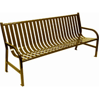 Sturdy and Stylish M6-BCH-BN-VV Ergode Oakley Bench - Ideal for Parks, Streets, and Universities. Durable Flat Bar Steel Construction with Easy Anchoring. Reliable and Attractive Seating Option.