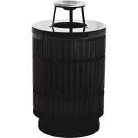 MAS40P-AT-BK-VV Ergode The Mason - Stylish Waste Receptacle for City Streets, Malls, Parks & More. Durable Galvanneal Steel with Powder Coat Finish. Lift-Off Lid, Coated Base, Liner & Accessories Included.