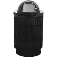 MAS40P-DT-BK-VV Ergode The Mason Decorative Waste Receptacle - Modern Laser Cut Design, Easy Servicing, Suitable for City Streets, Malls, Universities, Parks, and Offices - Heavy Gauge Galvanneal Steel, Durable TGIC Polyester Powder Coat Finish - Includes Liner, Feet, Lid Attachment, Anchor Kit