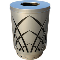 SAW40P-FT-SLV-VV Ergode Sawgrass Can - Decorative Waste Receptacle for City Streets, Malls, Parks, and Office Complexes. Durable Galvanneal Steel with Lift-Off Lid and Protective Coated Base. Includes Liner, Feet, Lid Attachment, and Anchor Kit.