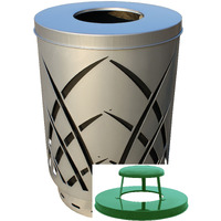 SAW40P-RC-SLV-VV Ergode Sawgrass Can - Decorative Waste Receptacle for City Streets, Malls, Parks, and Office Complexes. Lift-off Lid, Durable Galvanneal Steel Construction. Includes Liner, Feet, Lid Attachment, and Anchor Kit.