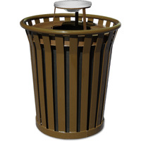 Ergode WC3600-AT-BN-VV Outdoor Trash Receptacle - Durable Steel, Ash Top, Graffiti-Proof, Leveling Feet, Anchor Kit, Lid Attachment Kit, Plastic Liner