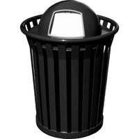 Ergode Outdoor Trash Receptacle - Durable Steel, Dome Top Lid, Graffiti-Resistant, Leveling Feet, Anchor Kit, Lid Attachment Kit, Plastic Liner