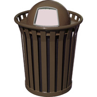 Ergode Outdoor Trash Receptacle - Durable Steel with Dome Top Lid, Graffiti-Resistant, Leveling Feet, Anchor Kit, Lid Attachment Kit, Rigid Plastic Liner