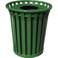 Ergode WC3600-FT-GN-VV Outdoor Trash Receptacle - Durable Steel, Flat Top Lid, Graffiti-Proof, Leveling Feet, Anchor Kit, Lid Attachment Kit, Rigid Plastic Liner