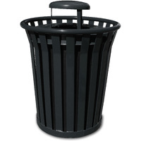 Ergode WC3600-RC-BK-VV Outdoor Trash Receptacle - Durable Steel, Rain Cap Lid, Graffiti Resistant, Leveling Feet, Anchor Kit, Lid Attachment Kit, Rigid Plastic Liner