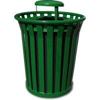 Ergode WC3600-RC-GN-VV Outdoor Trash Receptacle - Durable Steel, Rain Cap Lid, Graffiti Resistant, Leveling Feet, Anchor Kit, Easy Maintenance