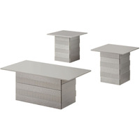 Hallett Embossed Modern Pedestal Coffee Table Set, Champagne Wood