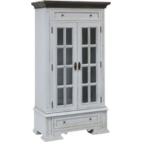 Hartford 2-Door 2-Drawer Cabinet with 3 Inner Shelves in Light Grey with Dark Grey Top