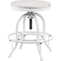 Industrial Adjustable Height Swiveling Stool - White
