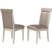 Zaria Upholstered Dining Side Chairs, Champagne Wood (Set of Two)