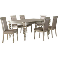 Zaria Champagne Wood 7 Piece Extendable Dining Set (Table, 6 Chairs)