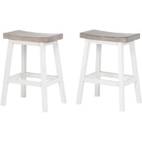 Millport Counter Height Backless Bar Stools, White & Wash Gray Wood
