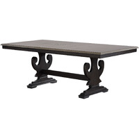 Frates Butterfly Extension Trestle Dining Table, Black & Brown Solid Wood