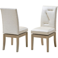 Legault Upholstered Swivel Dining Side Chairs, White Vinyl & Gold Wood (Set of 2)