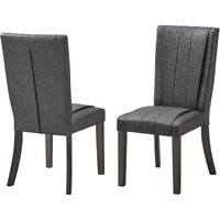 Voight Upholstered Dining Side Chairs, Gray Vinyl & Wood (Set of 2)
