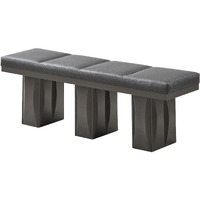 Voight Modern Upholstered Dining Bench, Gray Vinyl & Wood