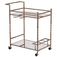 Ivers Metal Mirrored Bar Cart - Champagne