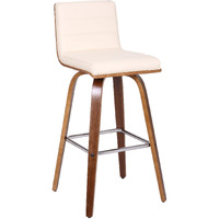 Leatherette Sloped Seat Barstool with Angled Legs, Cream