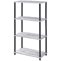 4 Tier Design Bookshelf with Metal Tubular Legs, Antique White