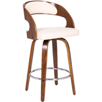 Mid Century Curved Back Swivel Counter Barstool, Cream