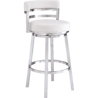 Leatherette Curved Back Counter Barstool with Swivel Mechanism, White