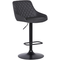 Metal and Leatherette Bar Stool with Adjustable Height, Black
