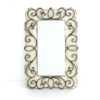 Vintage Decorative Wood & Metal Wall Mirror
